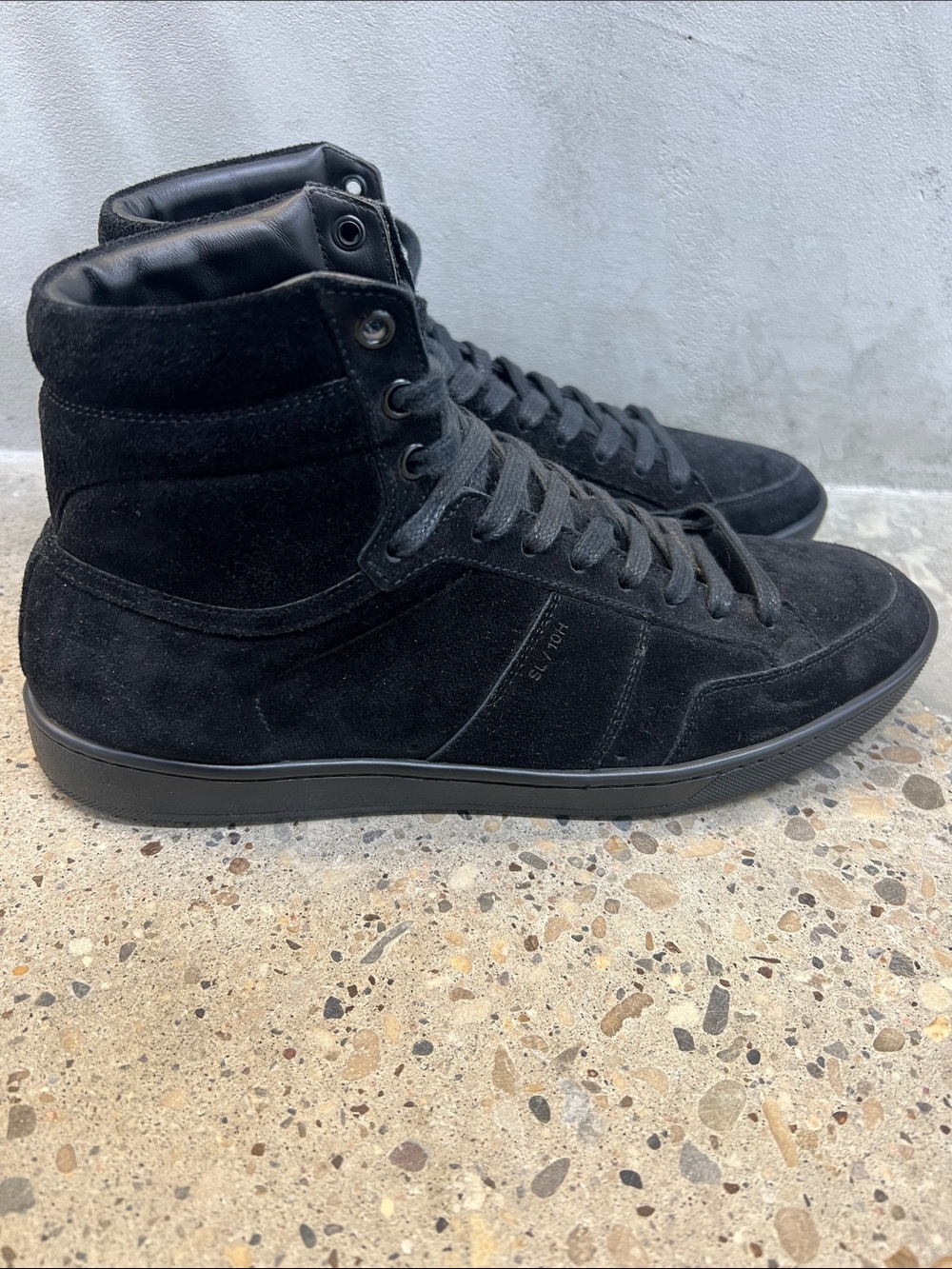 Saint Laurent Black Suede High-Top Sneakers